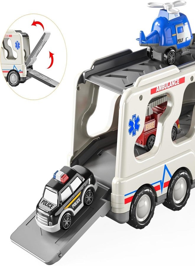 BlackZone 5-in-1 Friction-Powered Transport Carrier Vehicle Set | Montessori Educational Transport Carrier Vehicle Toy for Boys & Girls, Birthday Gift Ages 3+ (5 in 1 Ambulance Transport Carrier) - Image 4